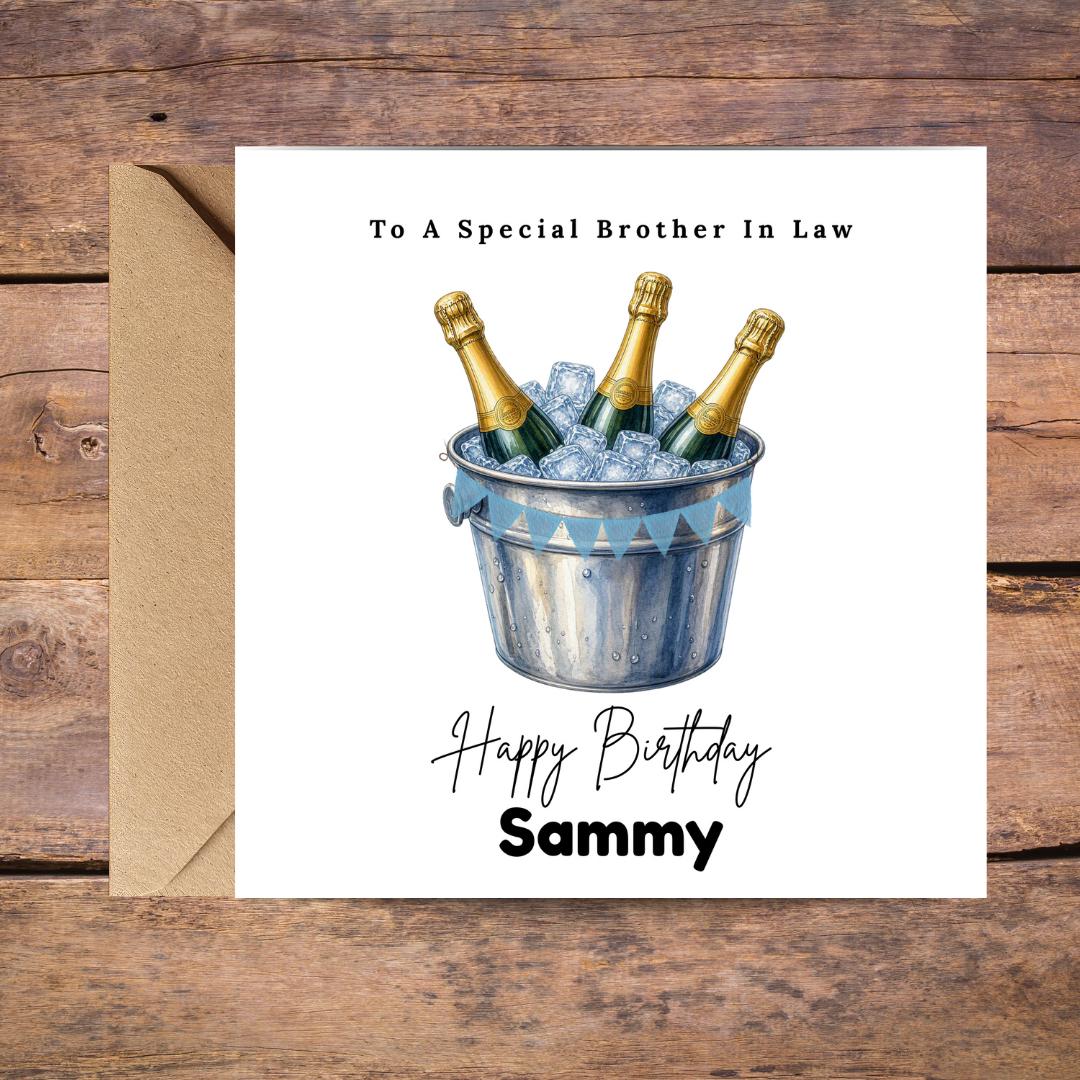 Personalized Brother In Law Birthday Card, Custom Name Beer Birthday Cards for Men