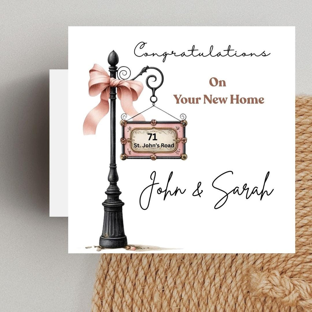 Personalized New Home Congratulations Card, Housewarming Gift, Custom Address And Name