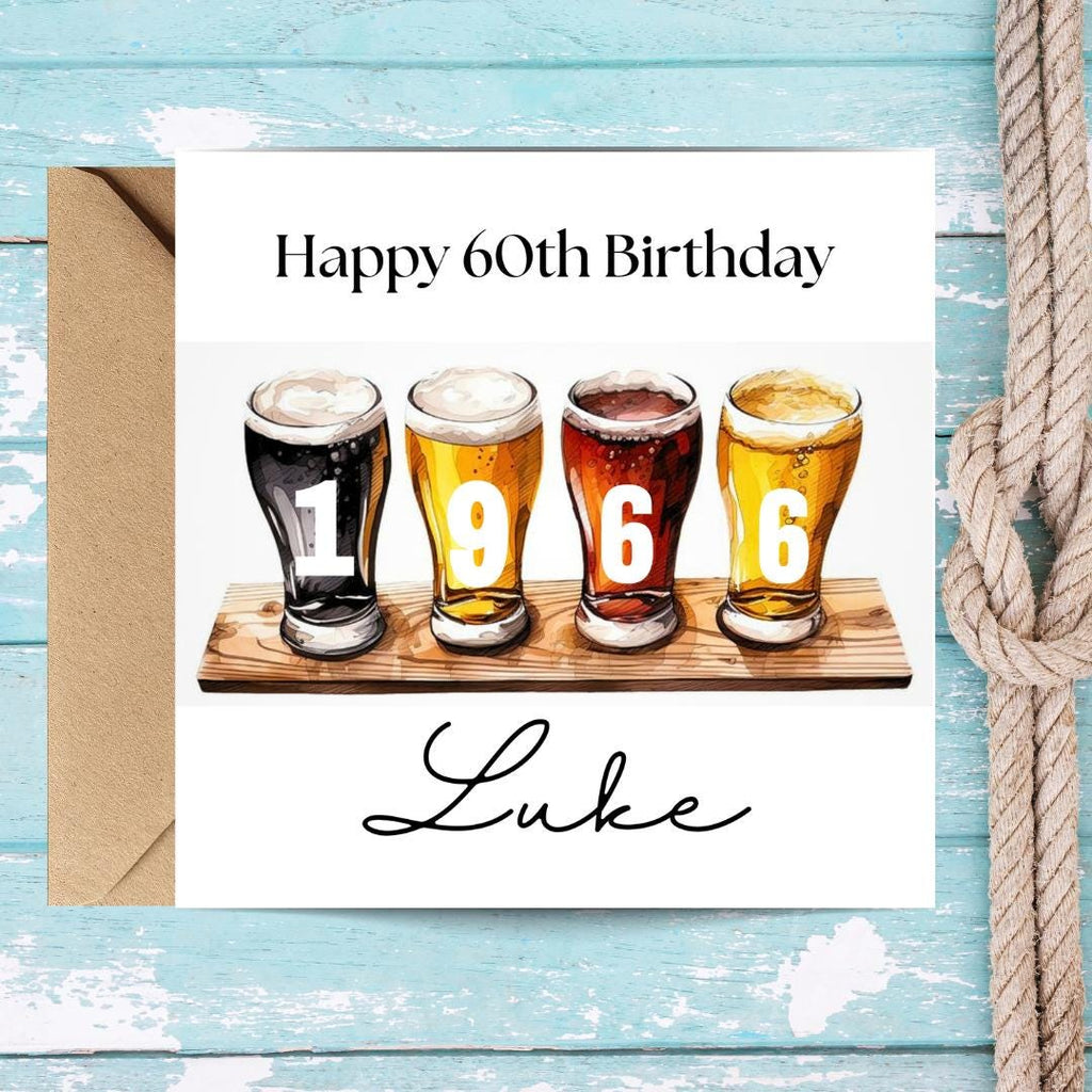 Personalized 60th Birthday Card For Dad, Funny Birth Year Custom Name Greetings For Men