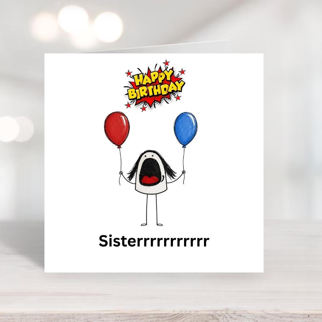 Funny Birthday Card for Sister, Birthday Card for Her