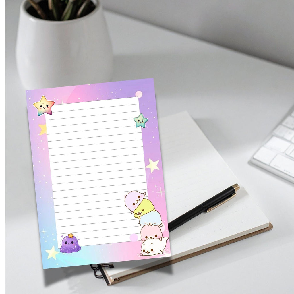A6 Kids Notepad, Colourful Kawaii Animals, 40 Tear-Off Planner Pages