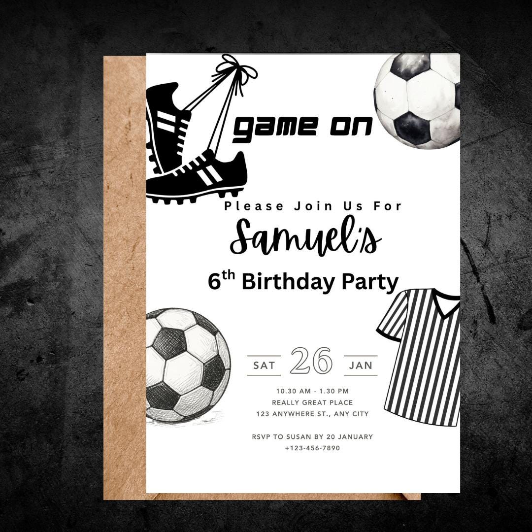 Football Birthday Invitation, Editable Soccer Birthday Invite Digital Download, Sports Party Invitation Instant Download Canva Template