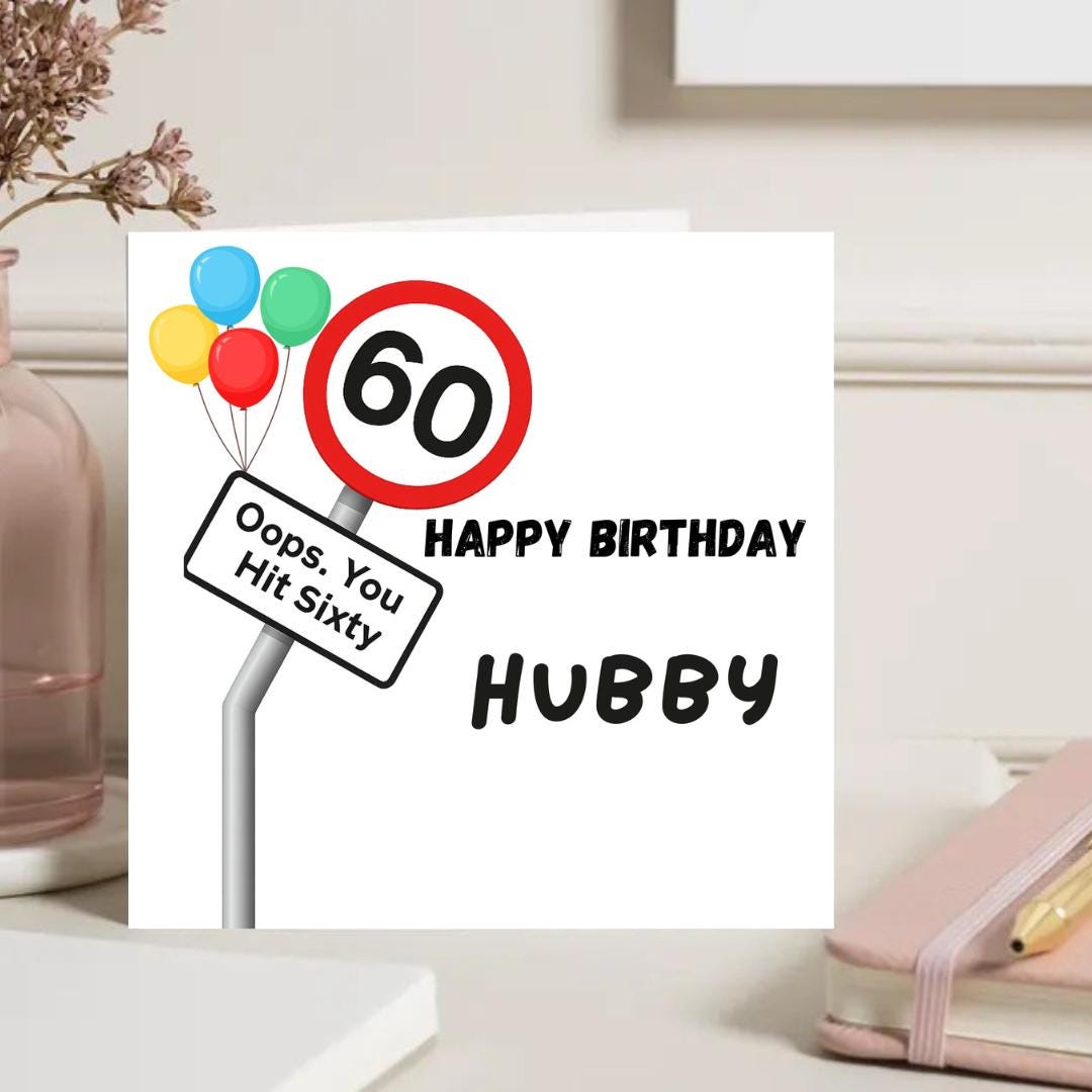 Funny Personalised 60th Birthday Card For Him And Her, Custom Name Unisex Milestone Birthday Cards