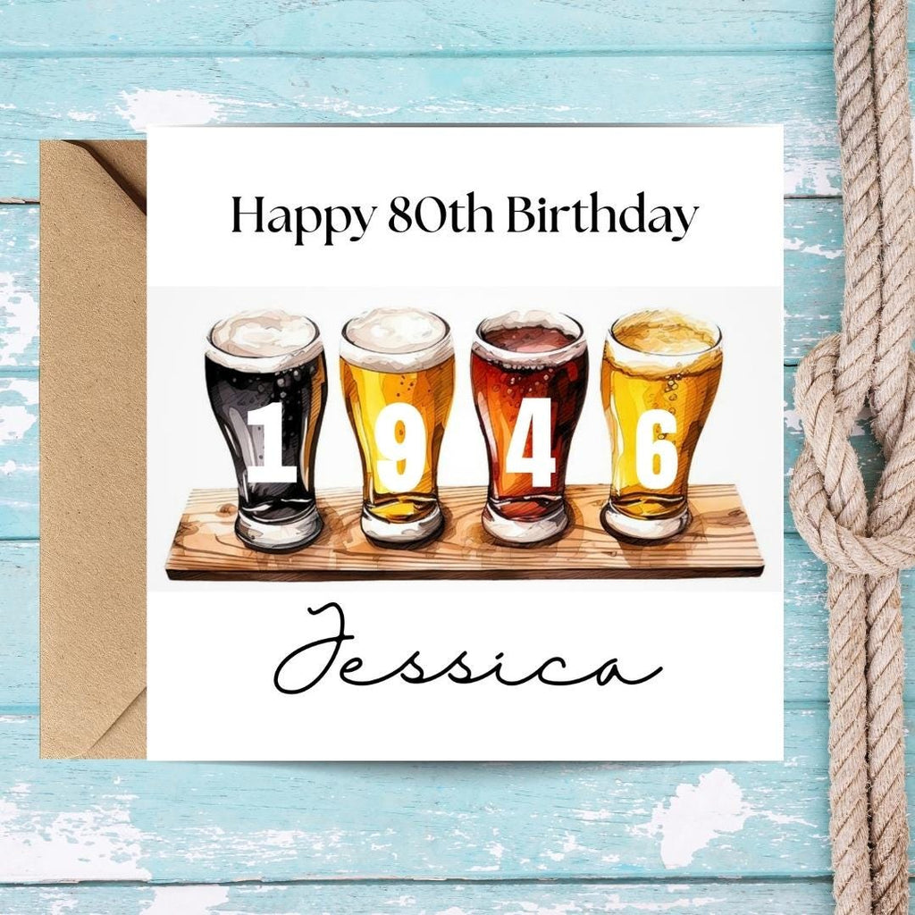 Personalized 80th Birthday Card For Grandad, Funny Birth Year Custom Name Greetings For Men