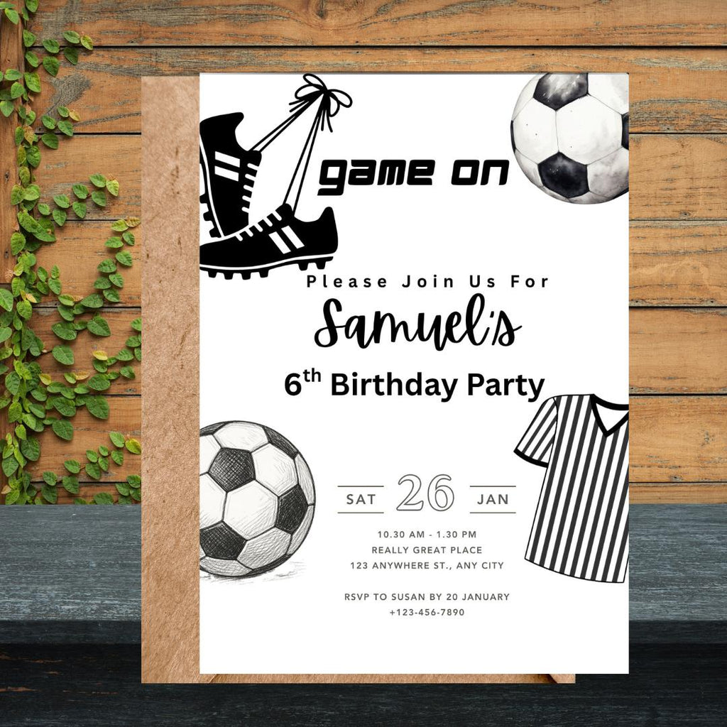 Football Birthday Invitation, Editable Soccer Birthday Invite Digital Download, Sports Party Invitation Instant Download Canva Template