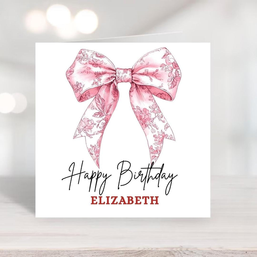 Coquette Bow Birthday Card: Personalized card for girls