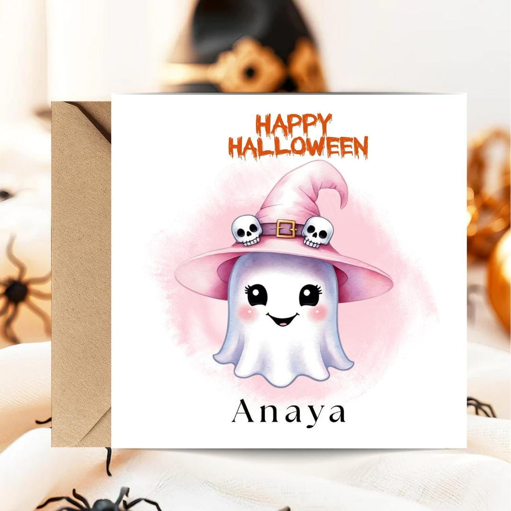 Personalized Halloween Cards: Spooky Ghost & Pumpkin Card
