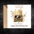 Funny 70th Birthday Card For Husband, Dad, Grandpa, Uncle - Record Player Humour Greeting Cards
