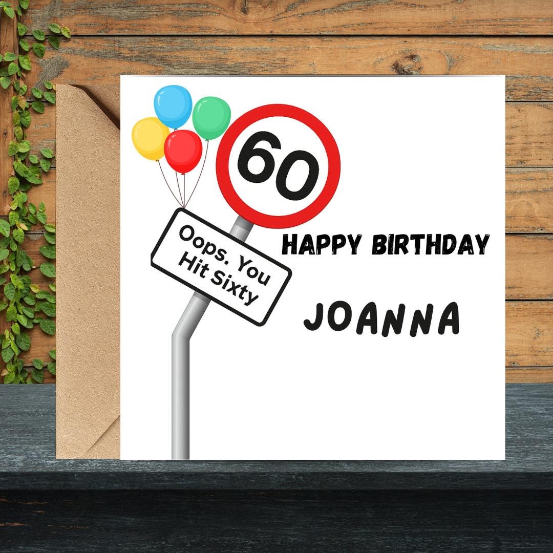 Funny Personalised 60th Birthday Card For Him And Her, Custom Name Unisex Milestone Birthday Cards