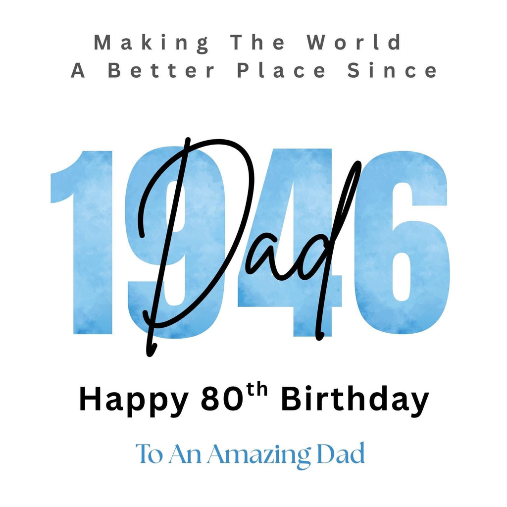 Personalized 80th Birthday Card For Dad, Birth Year Custom Name Greeting
