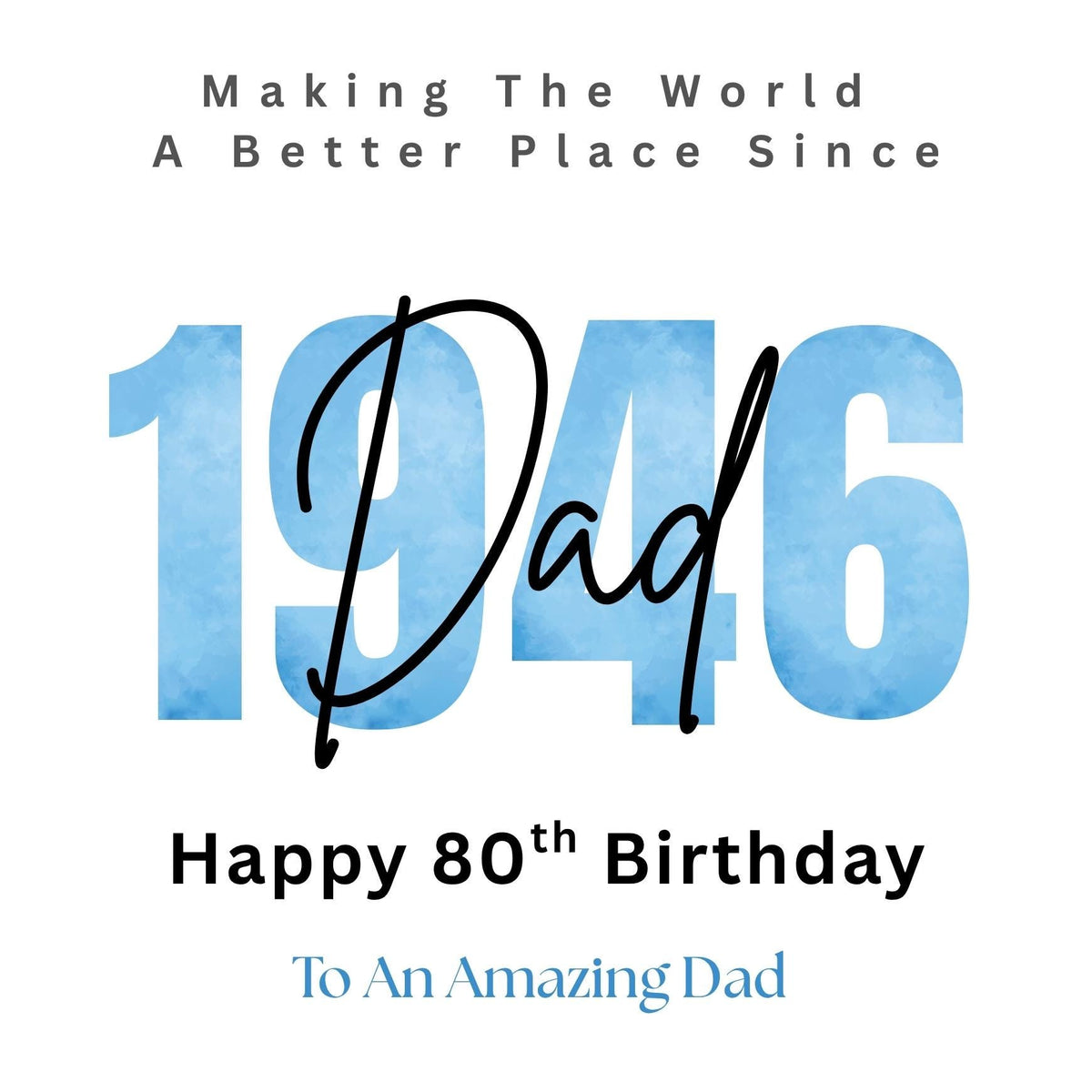 Personalized 80th Birthday Card For Dad, Birth Year Custom Name Greeting