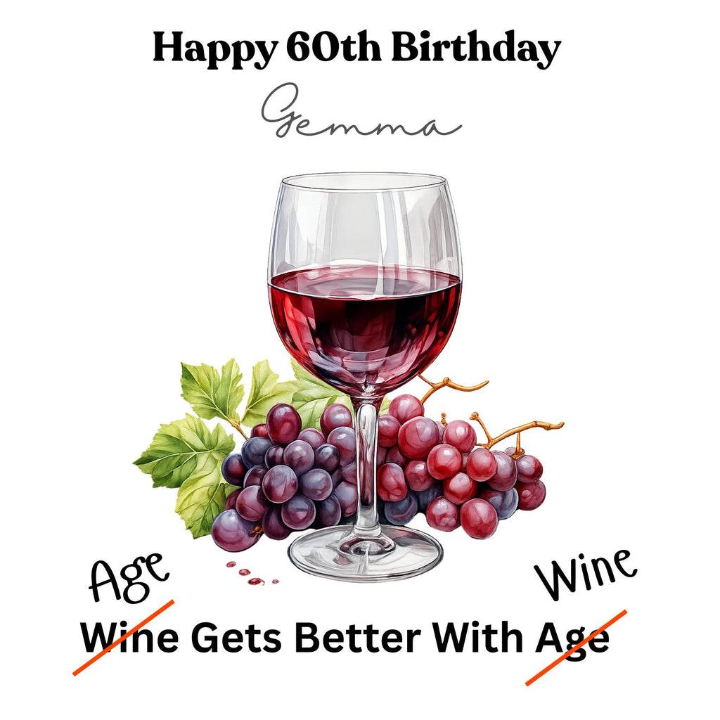 Personalized 60th Birthday Card Funny Wine – Custom Name Milestone Birthday Cards