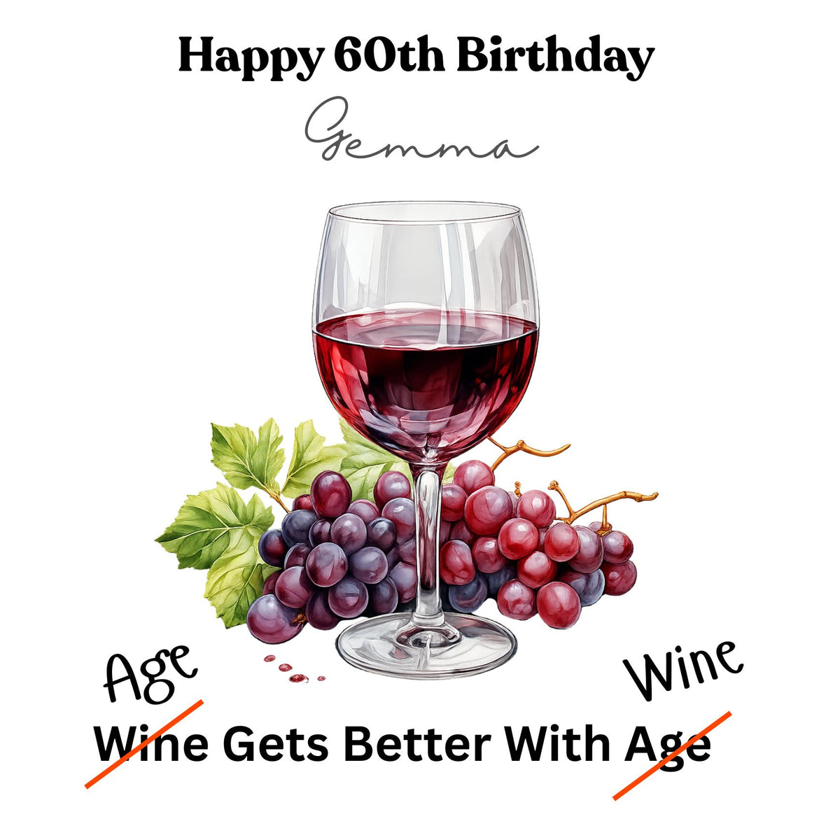 Personalized 60th Birthday Card Funny Wine – Custom Name Milestone Birthday Cards