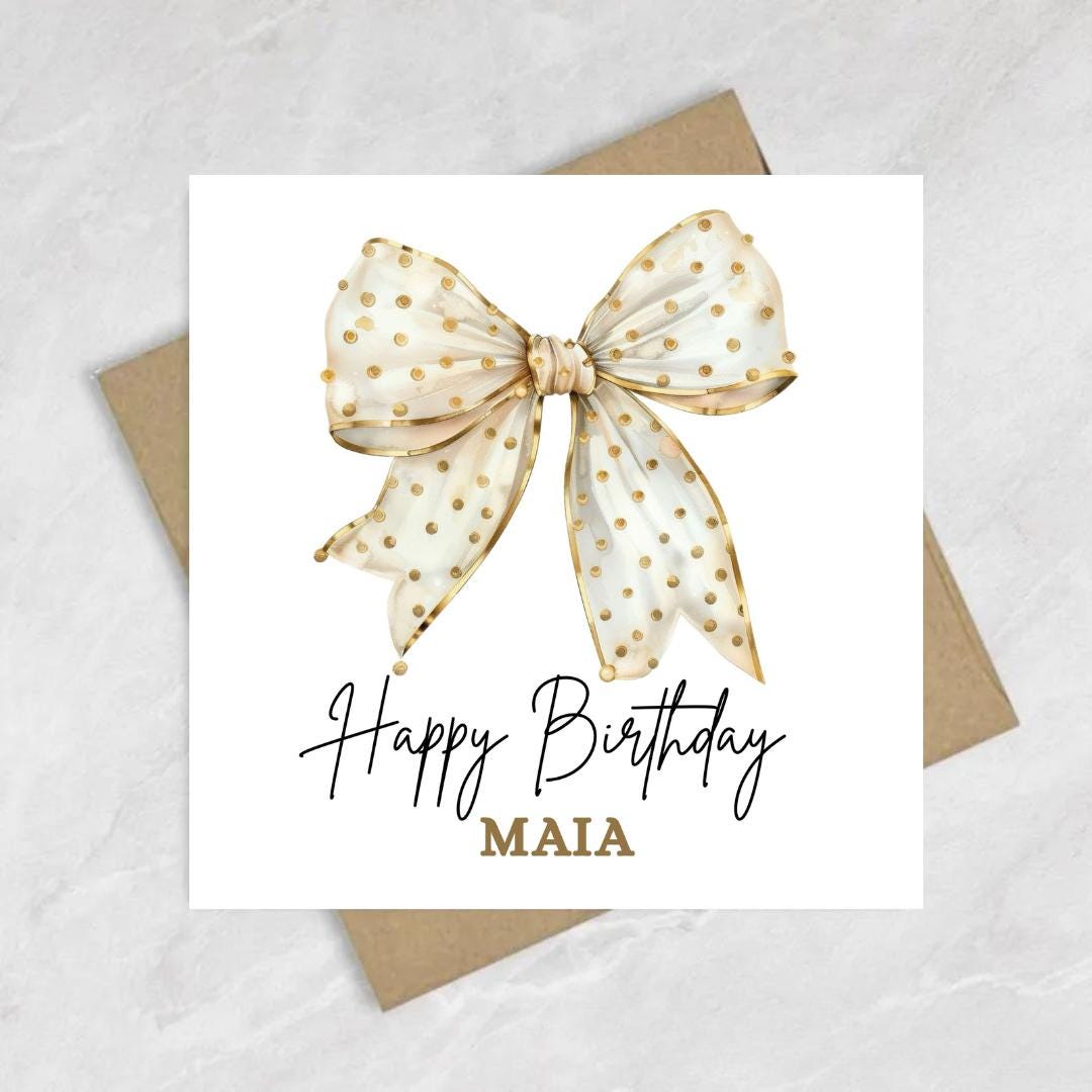 Coquette Bow Birthday Card: Personalized card for girls