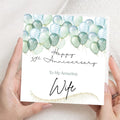 30th Anniversary Card for Wife – Soft Green Balloons, Romantic Personalized Greeting