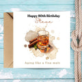 Personalized 80th Birthday Card, Whiskey Lover Funny Card for Husband, Dad, Grandpa