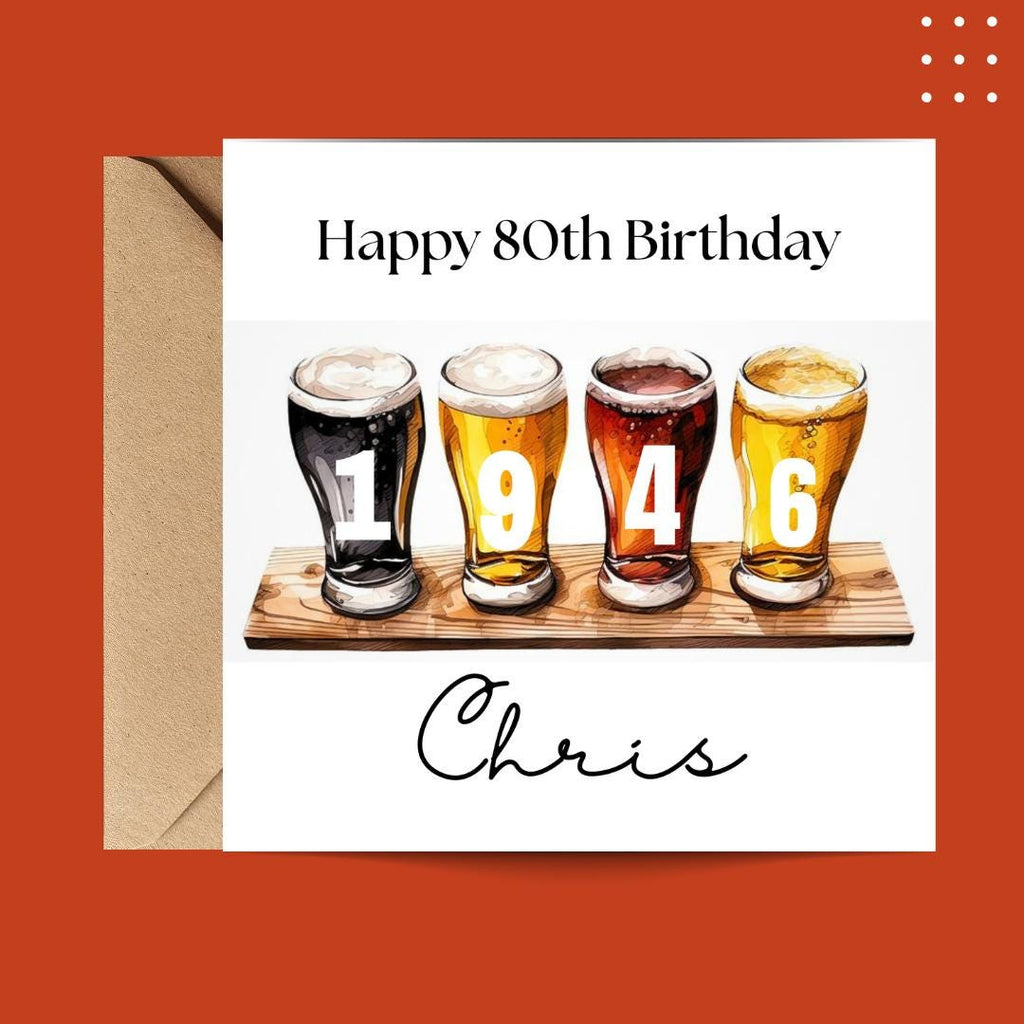 Personalized 80th Birthday Card For Grandad, Funny Birth Year Custom Name Greetings For Men