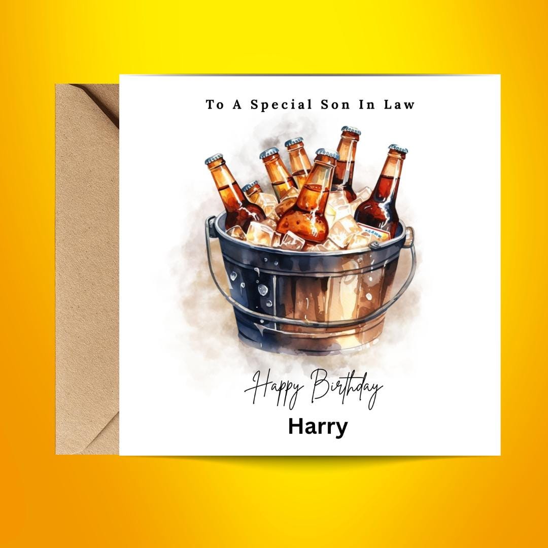 Personalized Brother In Law Birthday Card, Custom Name Beer Birthday Cards for Men