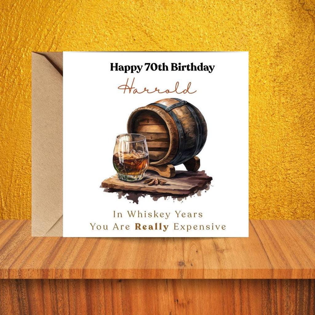 Funny 70th Birthday Card For Husband, Dad, Grandpa - Whiskey Lover Card