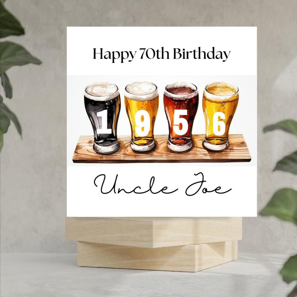 Personalized 70th Birthday Card For Dad, Funny Birth Year Custom Name Greetings For Men