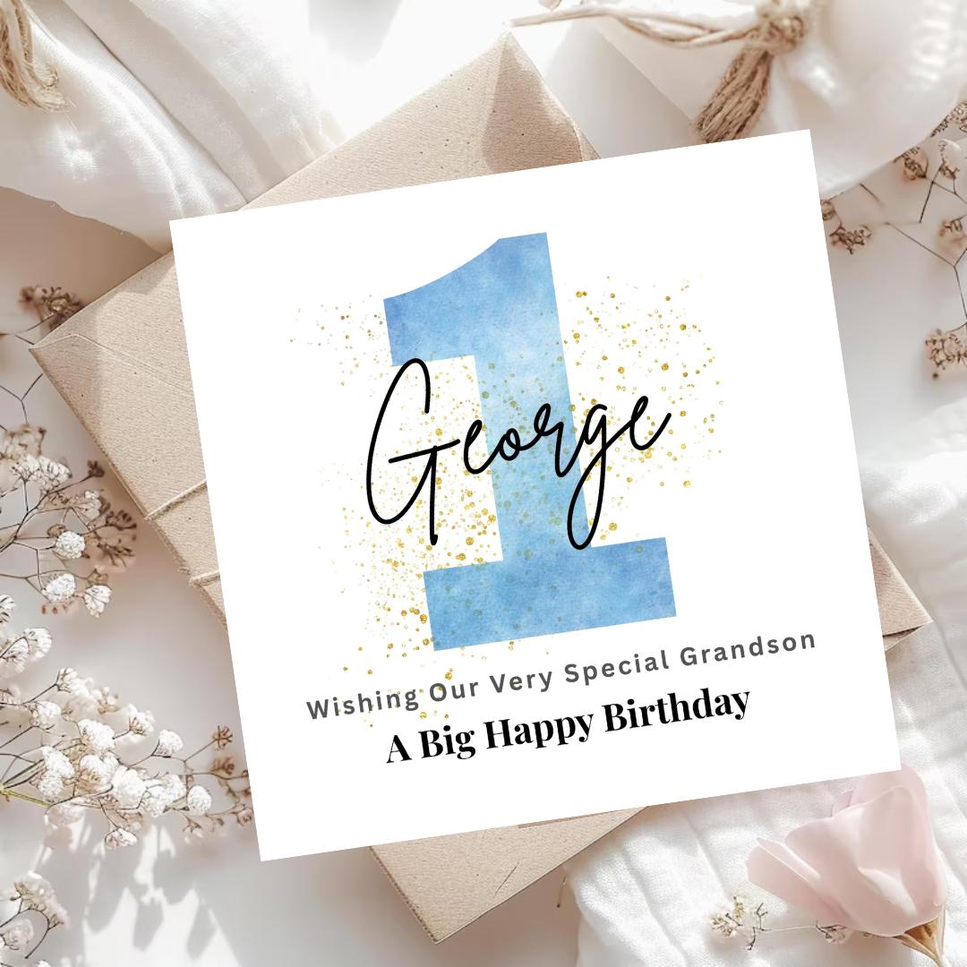 Personalized 1st Birthday Cards For Baby Boys: First Birthday Milestone Card