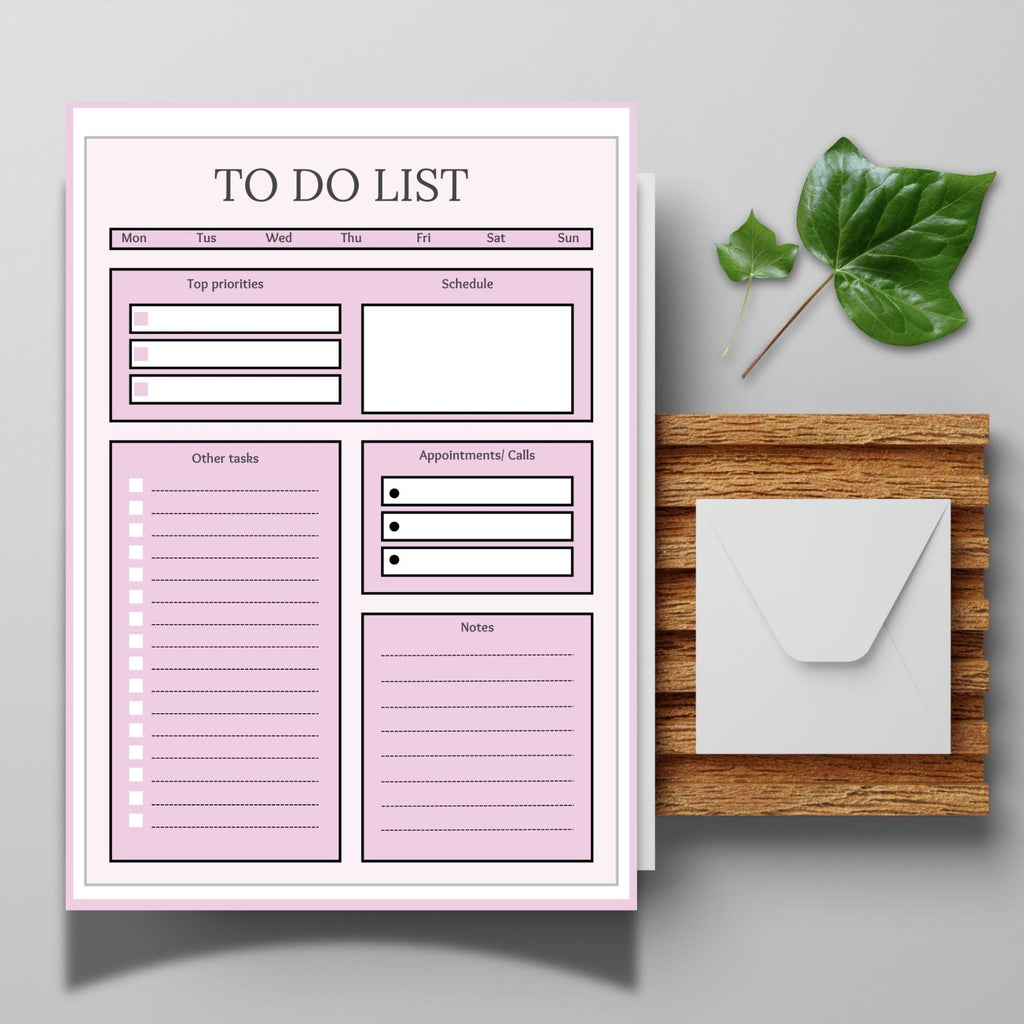 Colourful To Do List Planner Pad | Weekly Desk Notepad | Pink Productivity Record | Task Organiser
