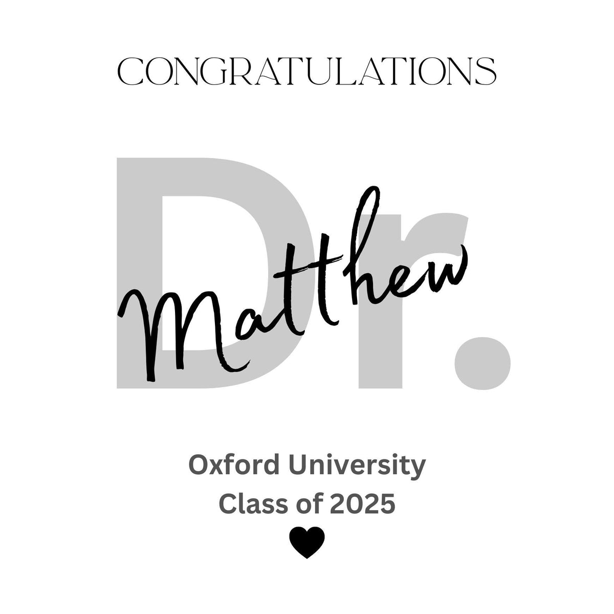 Personalized Doctor Graduation Card | Modern Minimalist Design