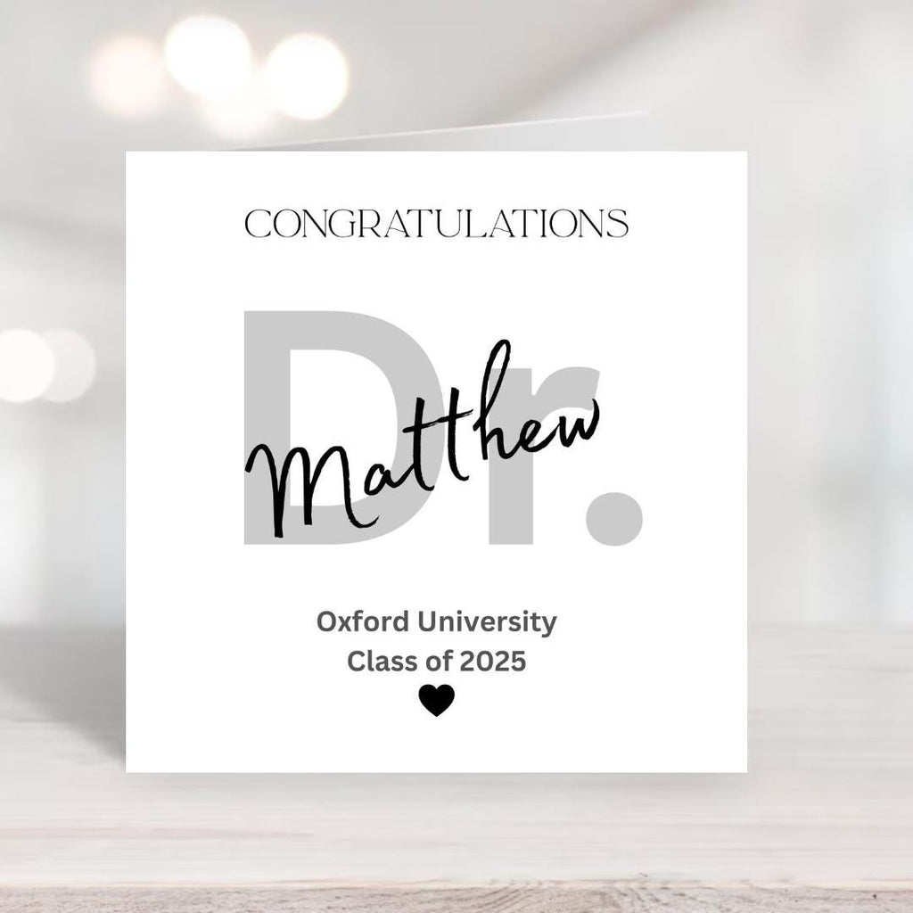 Personalized Doctor Graduation Card | Modern Minimalist Design