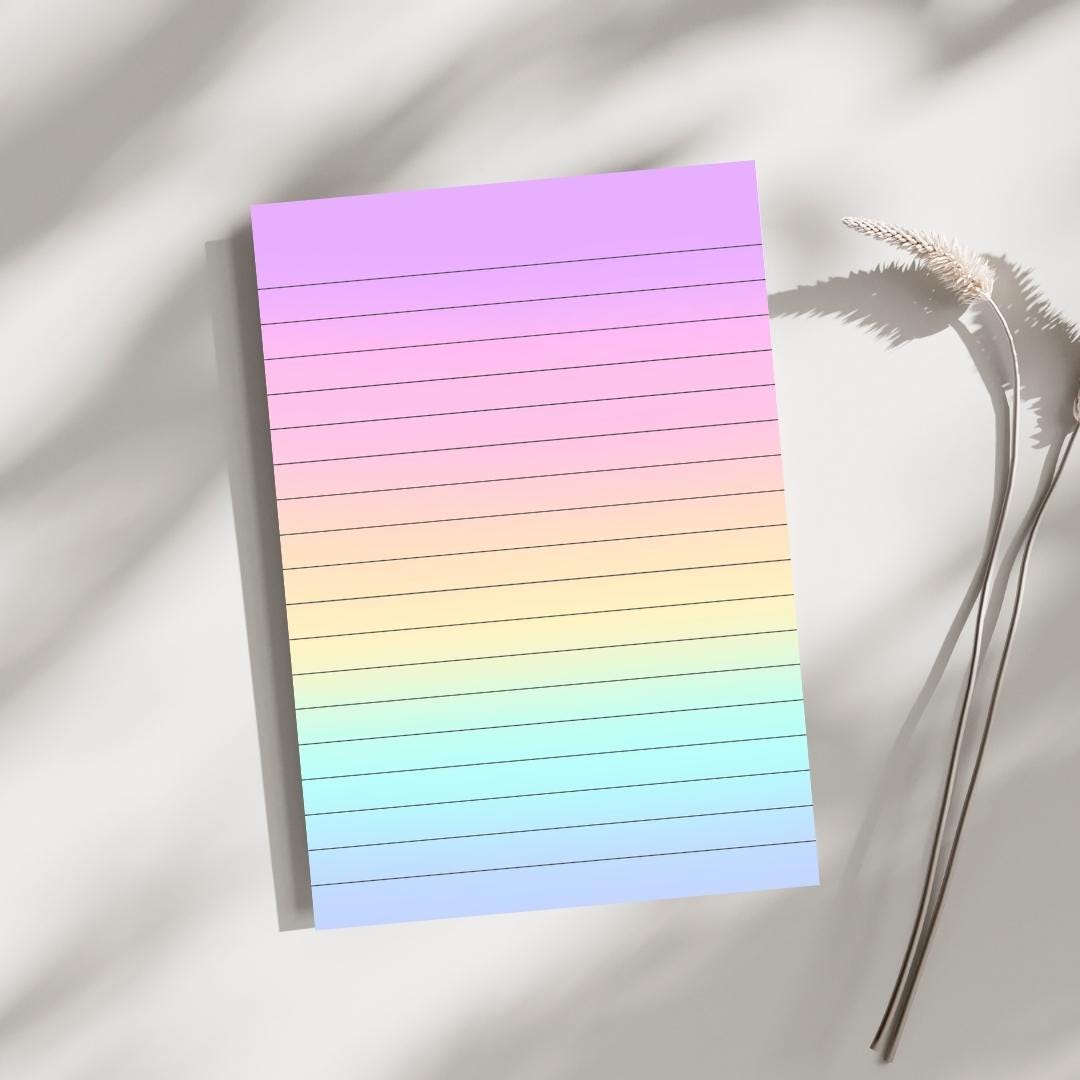 Rainbow Notepad, Kawaii Stationery, Tear-Off Planner Pad