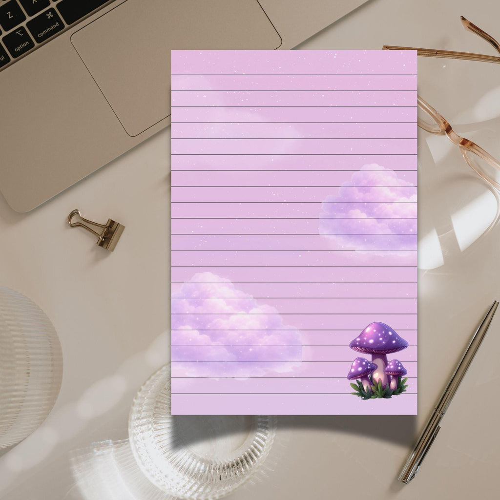 A5 notebook Purple pastel shade lined with sparkles, Kawaii Stationery, 40 Tear-Off Planner Pages