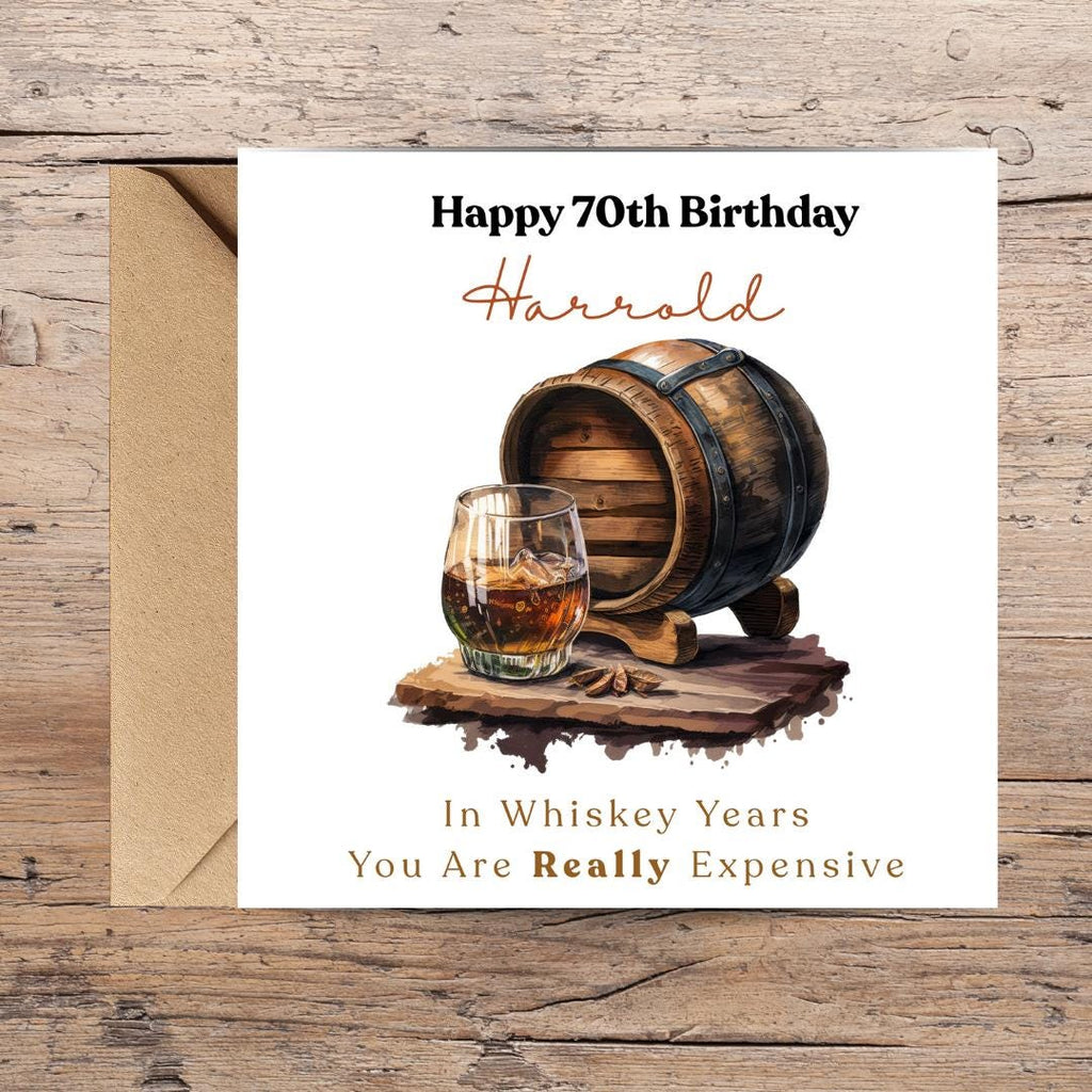 Funny 70th Birthday Card For Husband, Dad, Grandpa - Whiskey Lover Card