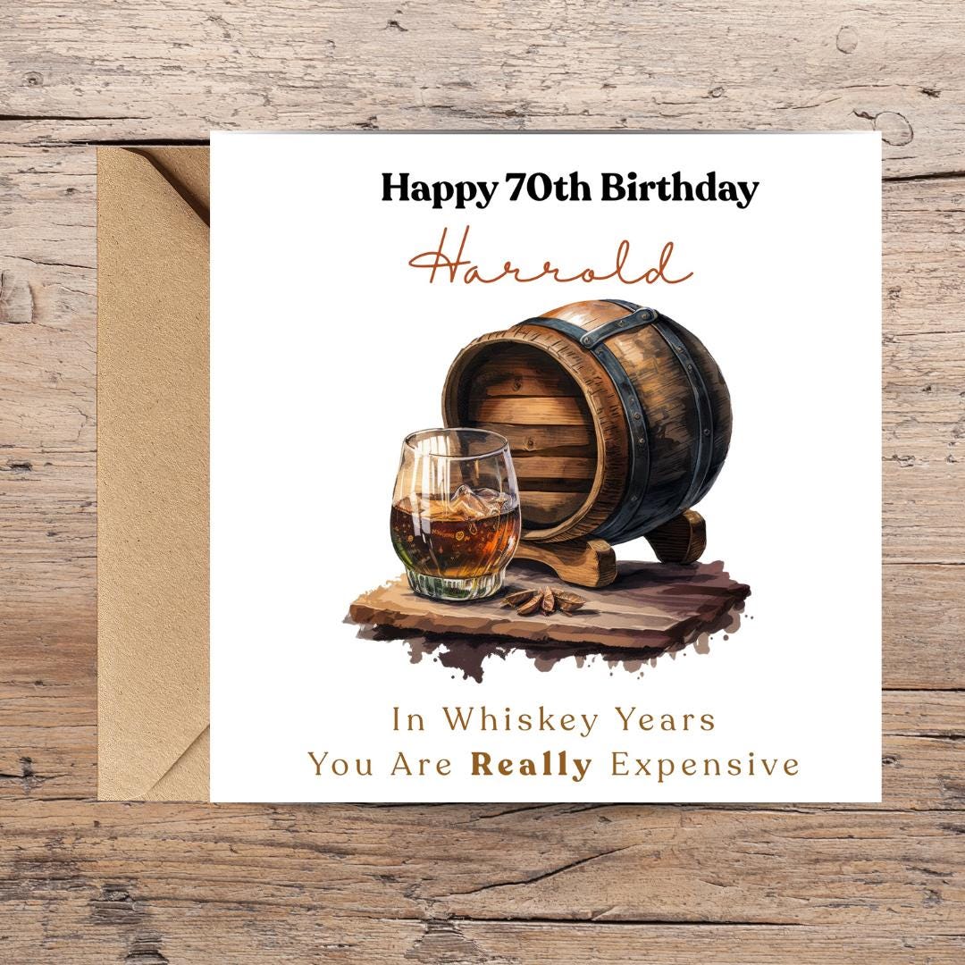 Funny 70th Birthday Card For Husband, Dad, Grandpa - Whiskey Lover Card