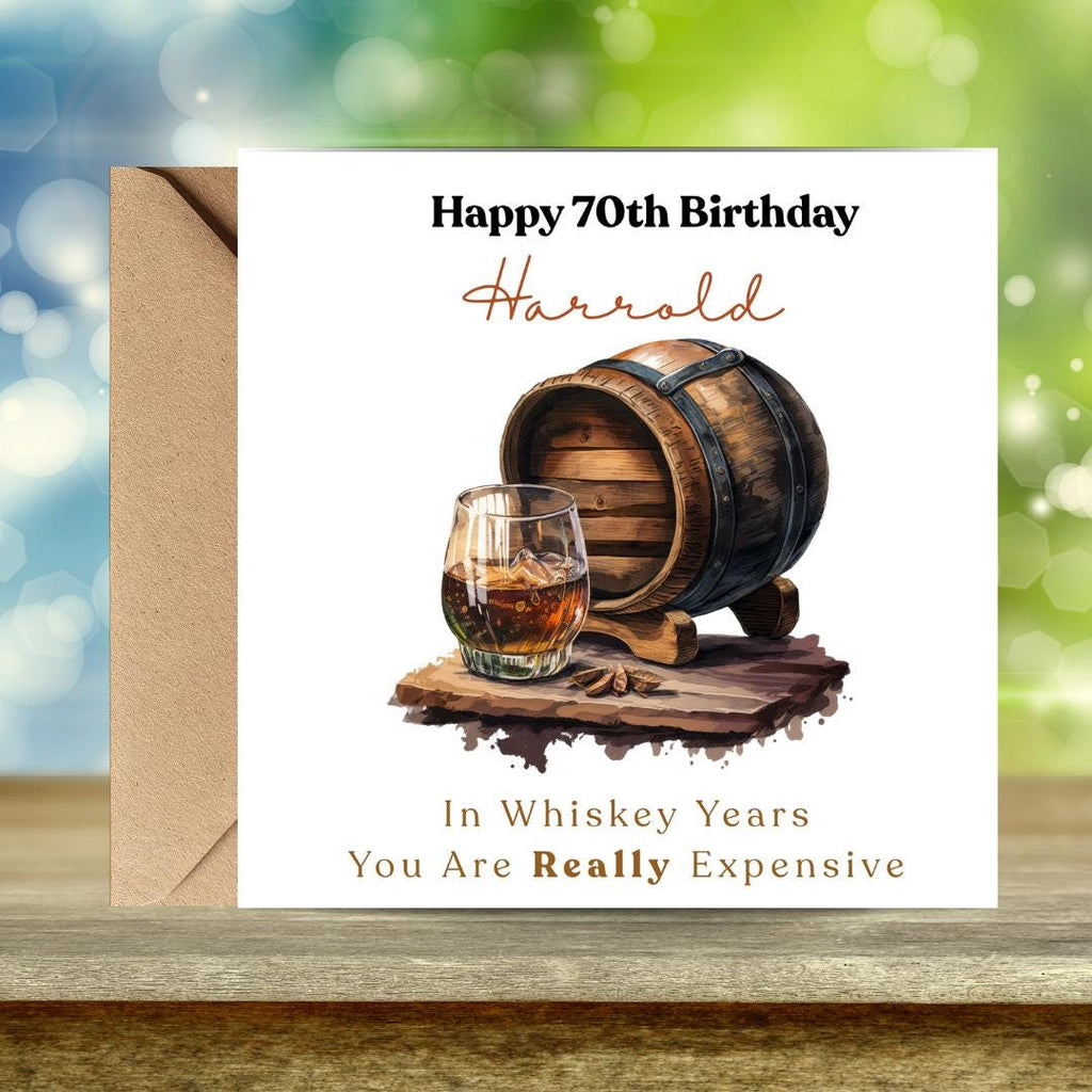 Funny 70th Birthday Card For Husband, Dad, Grandpa - Whiskey Lover Card