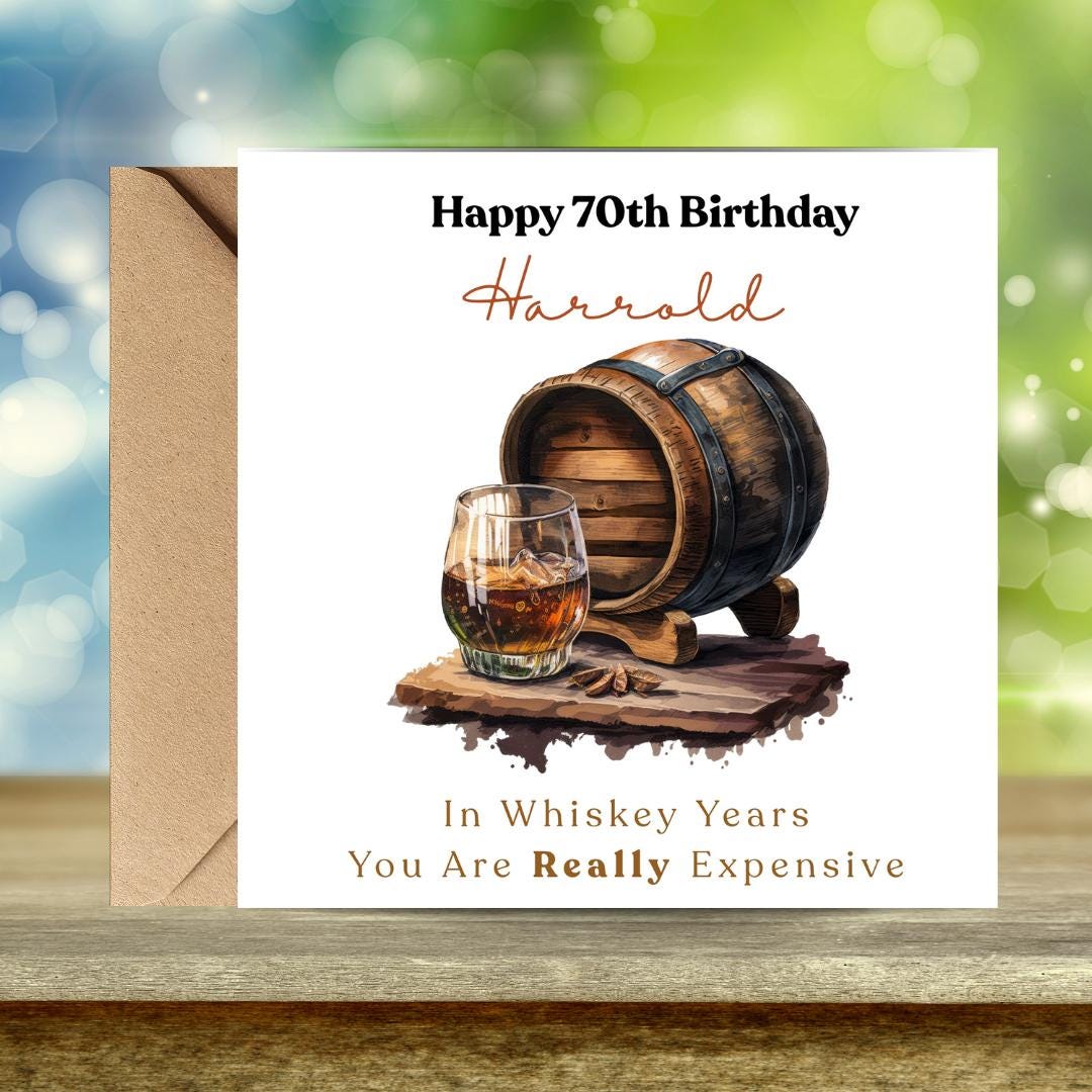 Funny 70th Birthday Card For Husband, Dad, Grandpa - Whiskey Lover Card
