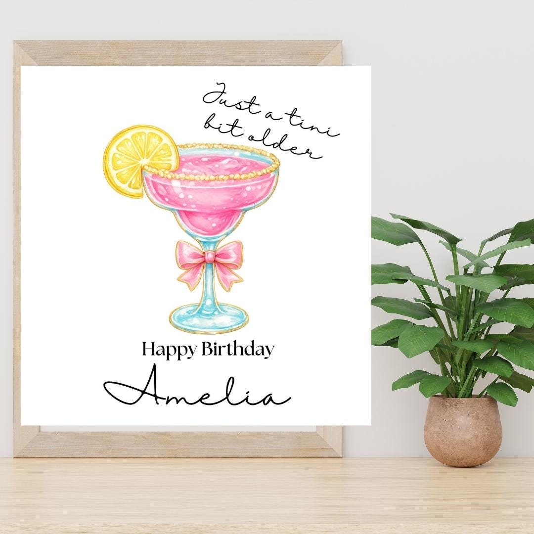 Personalized Funny Birthday Card for Her, Martini Theme Just a Tini Bit Older Card Female