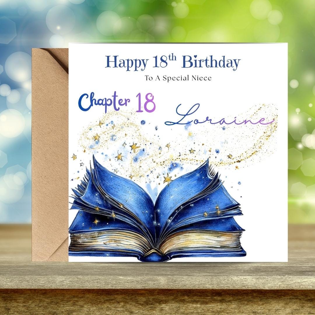 Personalized Chapter 18 Birthday Card, Daughter, Sister, Friend, Book Magical Floral Sparkly Design