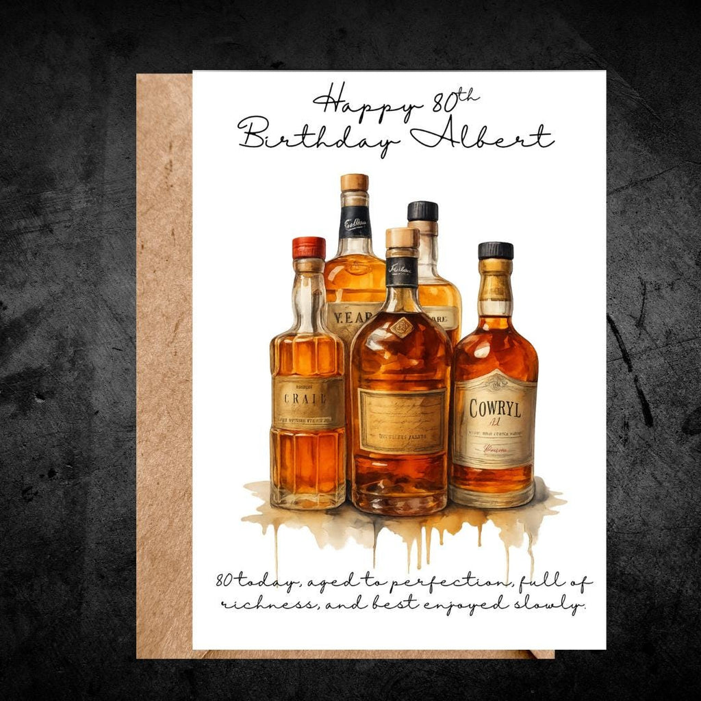 Funny 80th Birthday Card For Husband, Brother In Law, Grandpa, Whiskey Lovers Humour Card