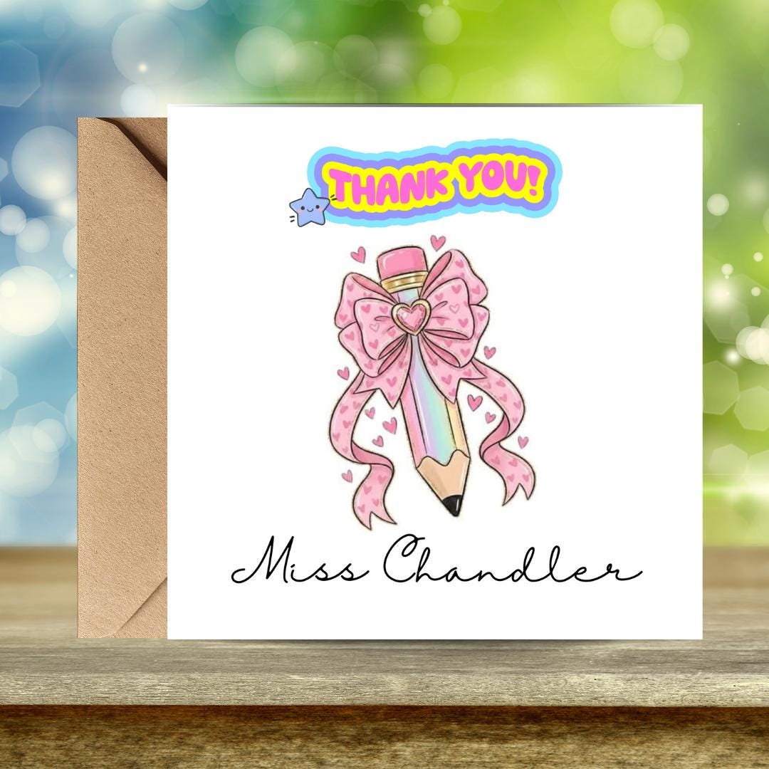 Personalized Thank You Card for Teacher Keyworker Teaching Assistant Childminder School Nursery