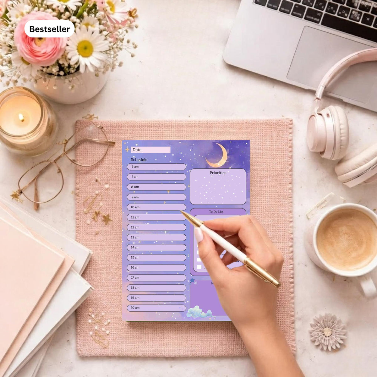 Colourful To Do List Planner Pad | Weekly Desk Notepad | Pink Productivity Record | Task Organiser