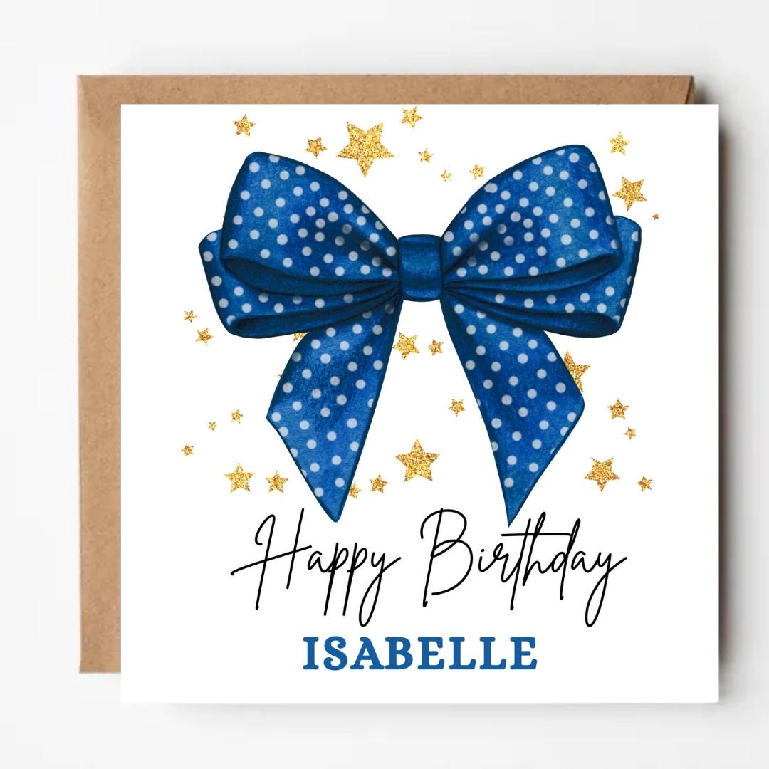 Coquette Bow Birthday Card: Personalized card for girls