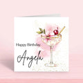 Personalized Cocktail Glass Birthday Card – Custom Name Card For Mum, Sister, Friend, Cousin, Female