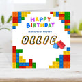Personalized LEGO Birthday Card for Kids, Custom Name Building Blocks Cards For Son Daughter Grandson Granddaughter