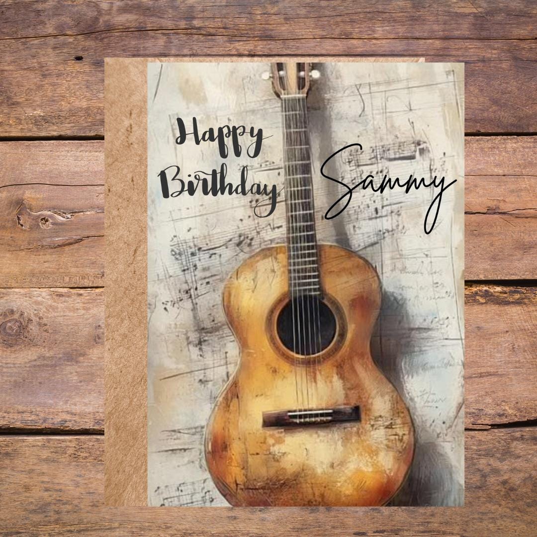 Personalised Guitar Birthday Card For Son, Custom Name Music Greeting for Brother Friend, Grandson