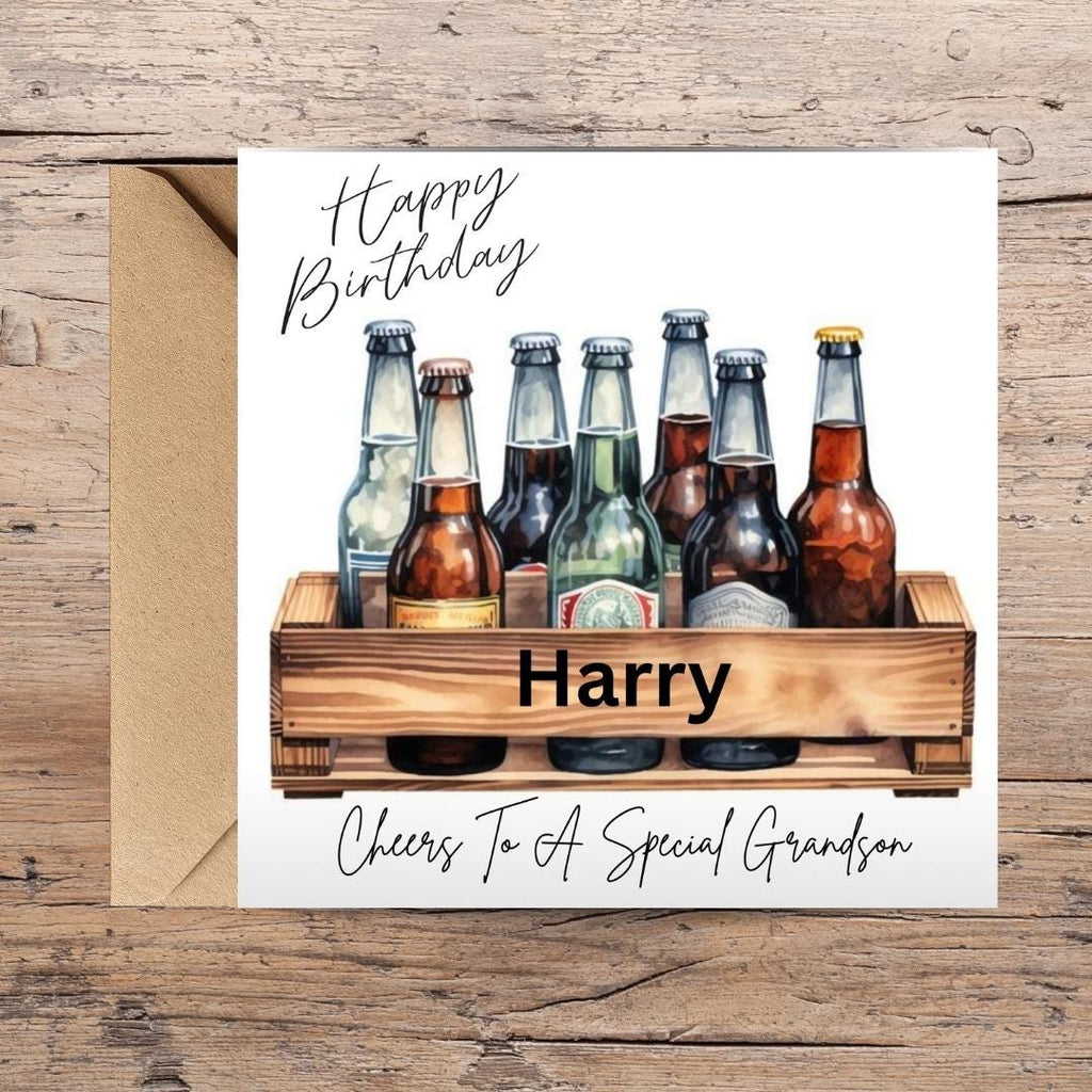 Personalized Beer Birthday Card for Men, Custom Name Brother In Law, Son InLaw Cards
