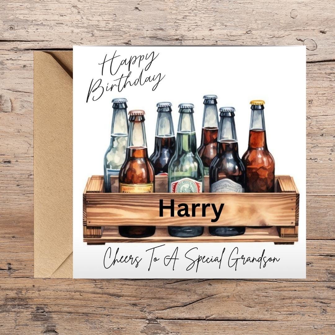 Personalized Beer Birthday Card for Men, Custom Name Brother In Law, Son InLaw Cards