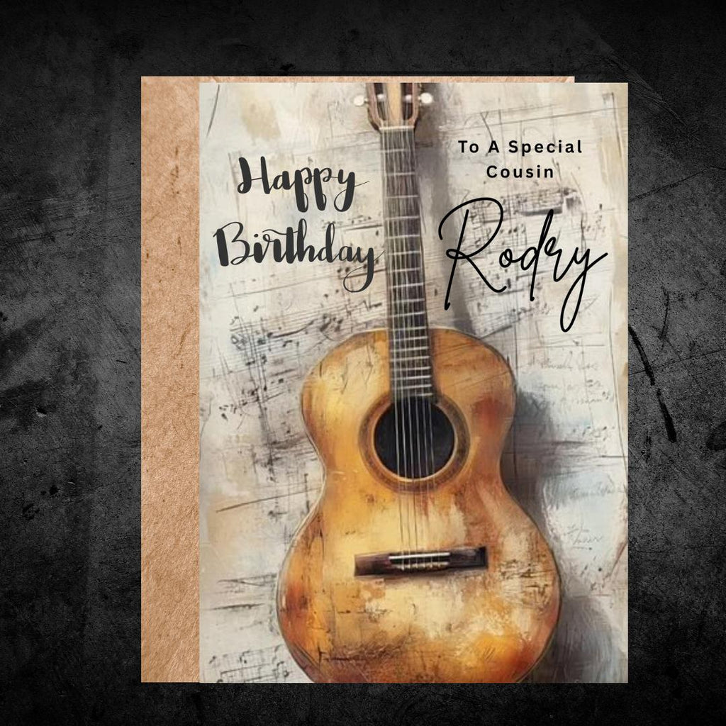 Personalised Guitar Birthday Card For Son, Custom Name Music Greeting for Brother Friend, Grandson