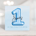 Personalized First Birthday Card For Baby Boy, Minimalist Big Number One Design