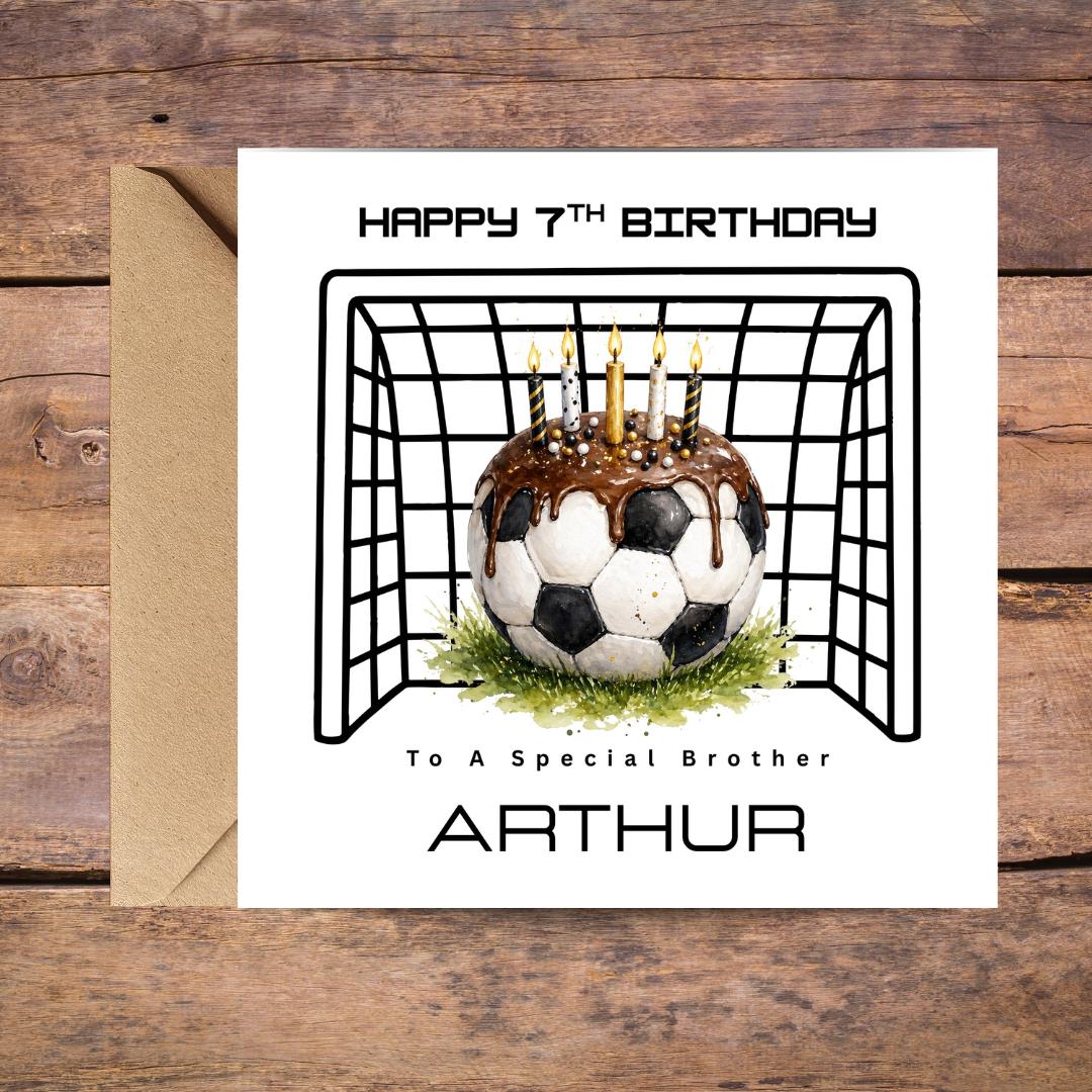 Personalized Football Birthday Card for Son, Custom Name 7th Birthday Cards Boys