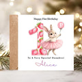 Personalized Strawberry 1st Birthday Card, Granddaughter Daughter Niece, Berry Sweet One with Bunny