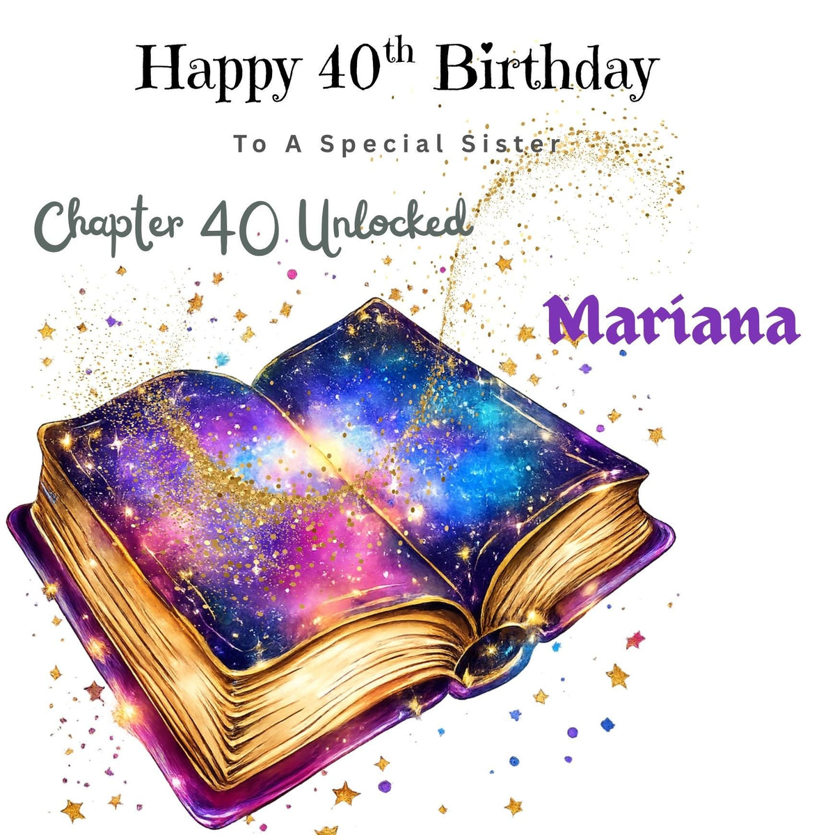 Personalized 40th Birthday Card, Chapter 40 Unlocked, Sister Friend Daughter (Kraft Envelope)